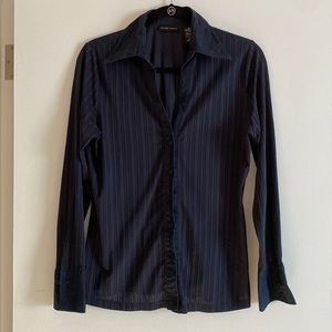 NY&C Navy Button up Shirt with Peekaboo Fabric